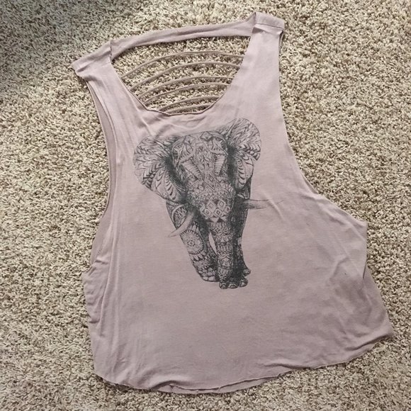 Elephant Print Loose Tank Top - Picture 1 of 5